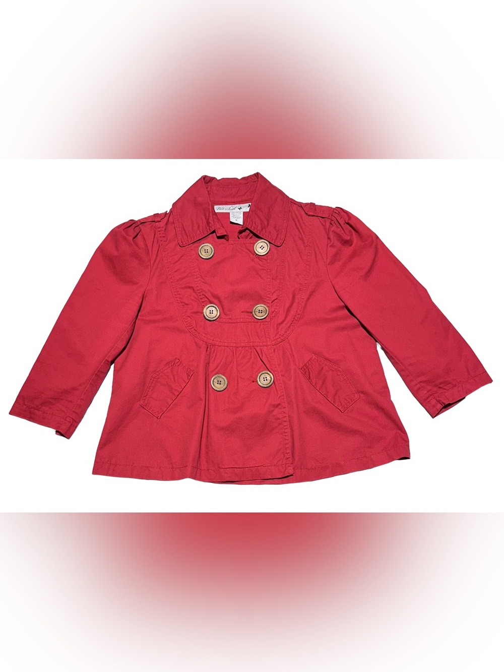 WET SEAL Red Cropped Trench Jacket Coquette Military Babydoll Cottagecore